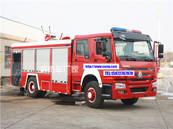消防灑水車圖片_國(guó)六重汽豪沃8噸泡沫消防車廠家價(jià)格